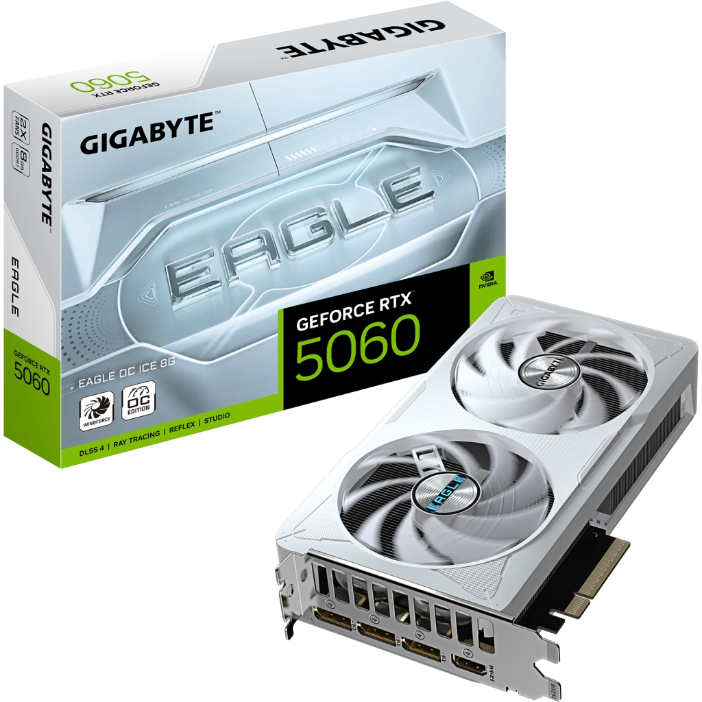 Видеокарта GIGABYTE GeForce RTX 5060 8GB GDDR7 Eagle OC Ice (GV-N5060EAGLEOC ICE-8GD) фото