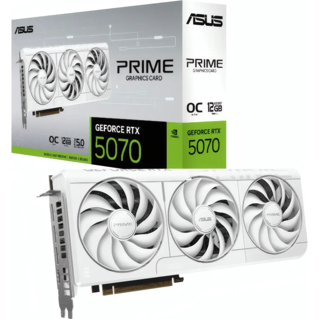 Видеокарта ASUS GeForce RTX 5070 12GB GDDR7 Prime OC White (PRIME-RTX5070-O12G-WHITE) фото