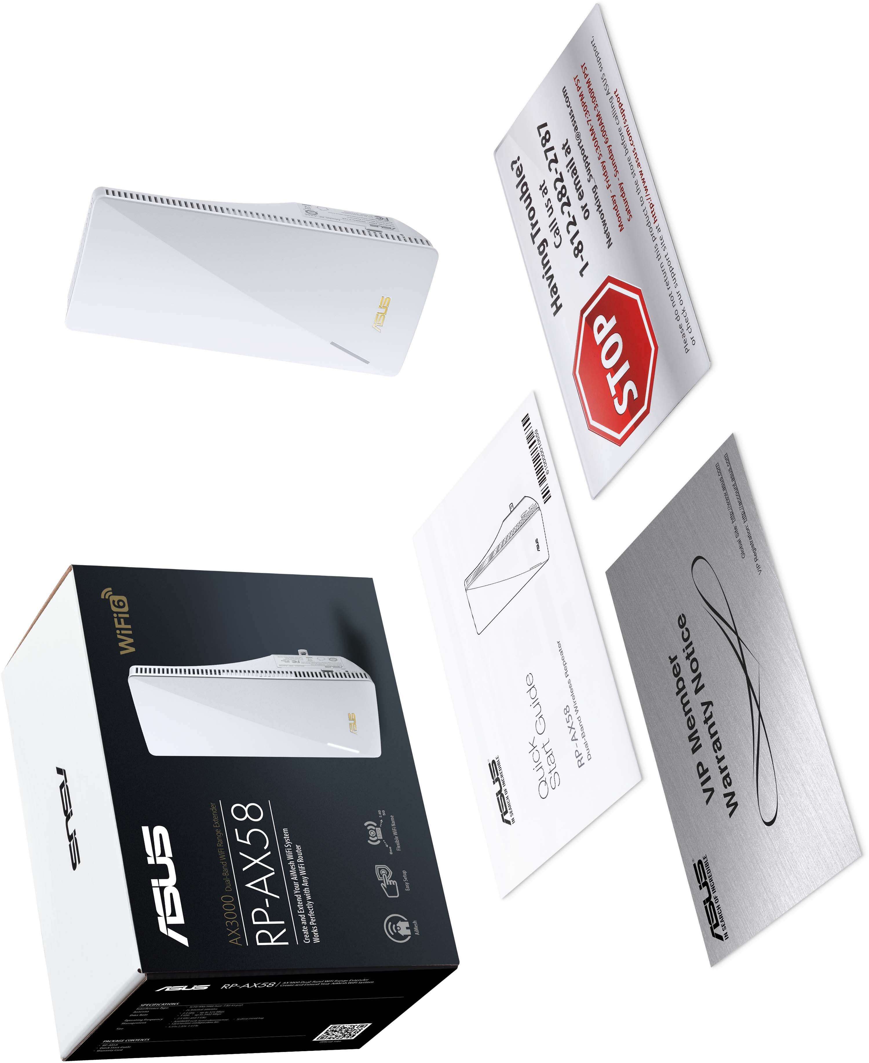Розширювач WiFi-покриття Asus RP-AX58 WiFi6, AX3000, Broadcom, 1xGE LAN (90IG07C0-MO0C10) фото