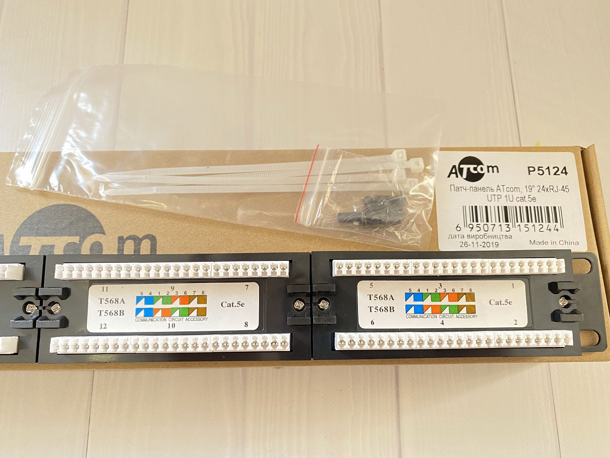 Патч-панель Atcom P5124 19" 24хRJ-45 UTP 1U cat.5е (P5124) фото4