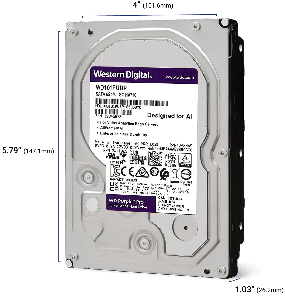 Накопитель HDD SATA 24.0TB WD Purple Pro 7200rpm 512MB (WD241PURP) фото2