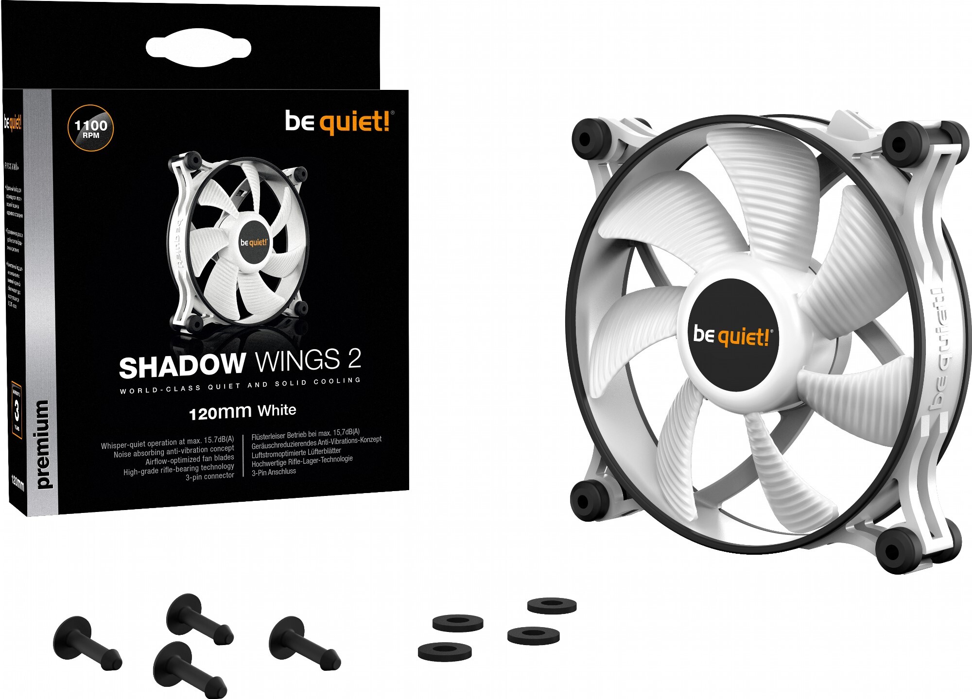 Корпусний вентилятор be quiet! Shadow Wings 2 120mm White (BL088) фото5