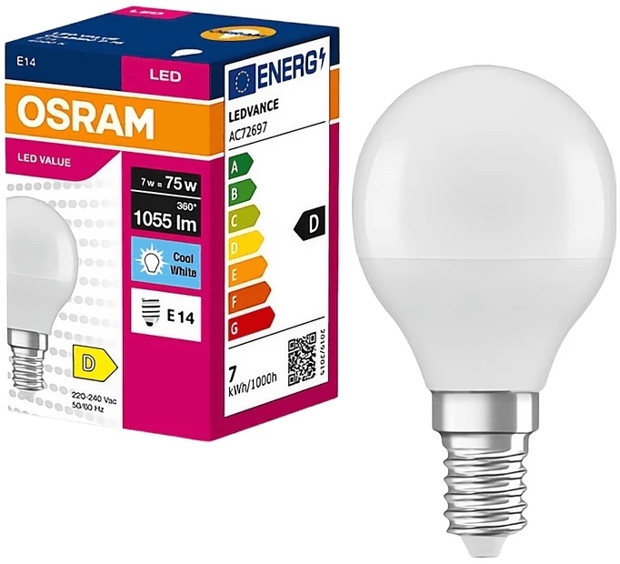 Лампа OSRAM LED VALUE CLASSIC P E14 7Вт 4000K (4099854547577) фото3