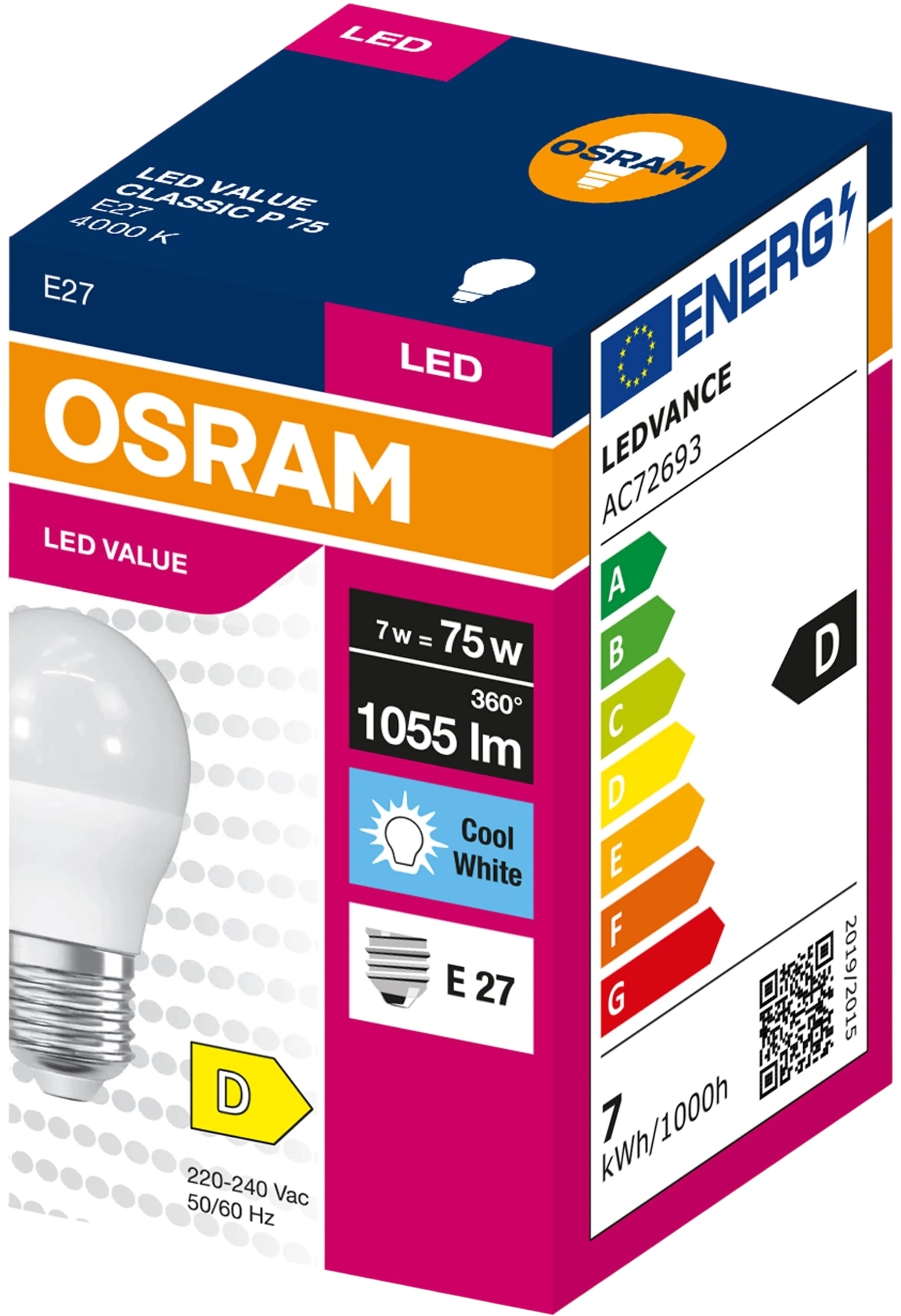 Лампа OSRAM LED VALUE CLASSIC P E27 7Вт 4000K (4099854546907) фото4