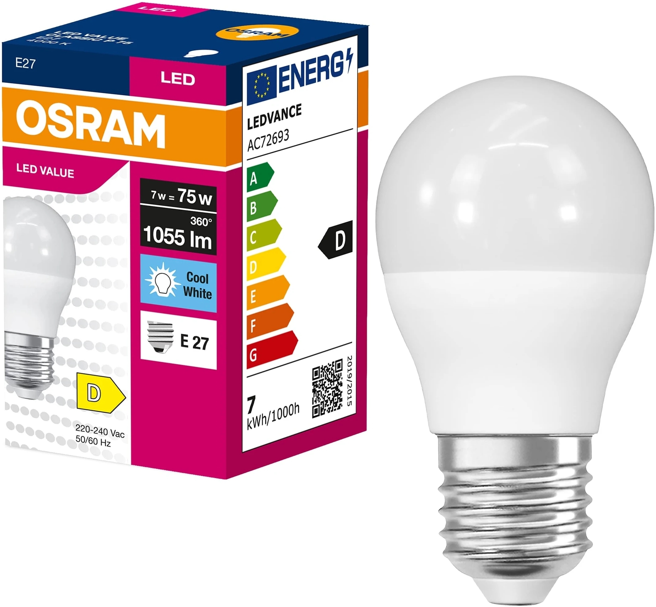 Лампа OSRAM LED VALUE CLASSIC P E27 7Вт 4000K (4099854546907) фото3