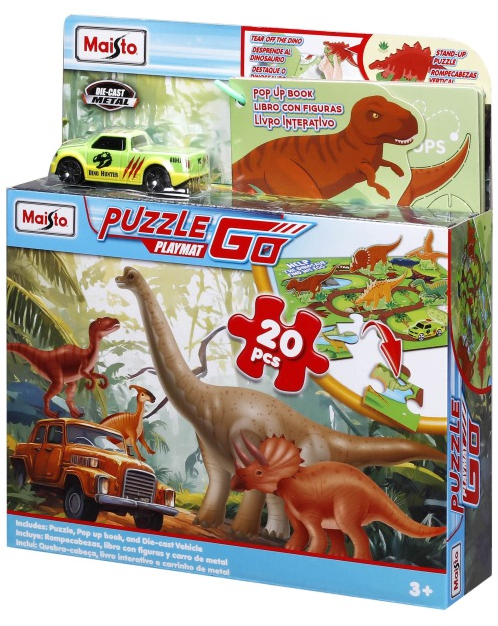Набір Maisto пазлів Dino Adventure 20 шт з машинкою та книжкою (12679) фото2