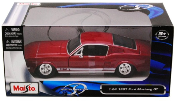 Машинка Maisto 1967 Ford Mustang GT, масштаб 1:24 красный (31260 red) фото
