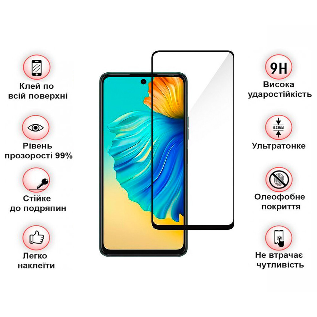 Захисне скло BeCover для Tecno Camon 19 (CI6n)/19 Pro (CI8n) Black (708162) фото2