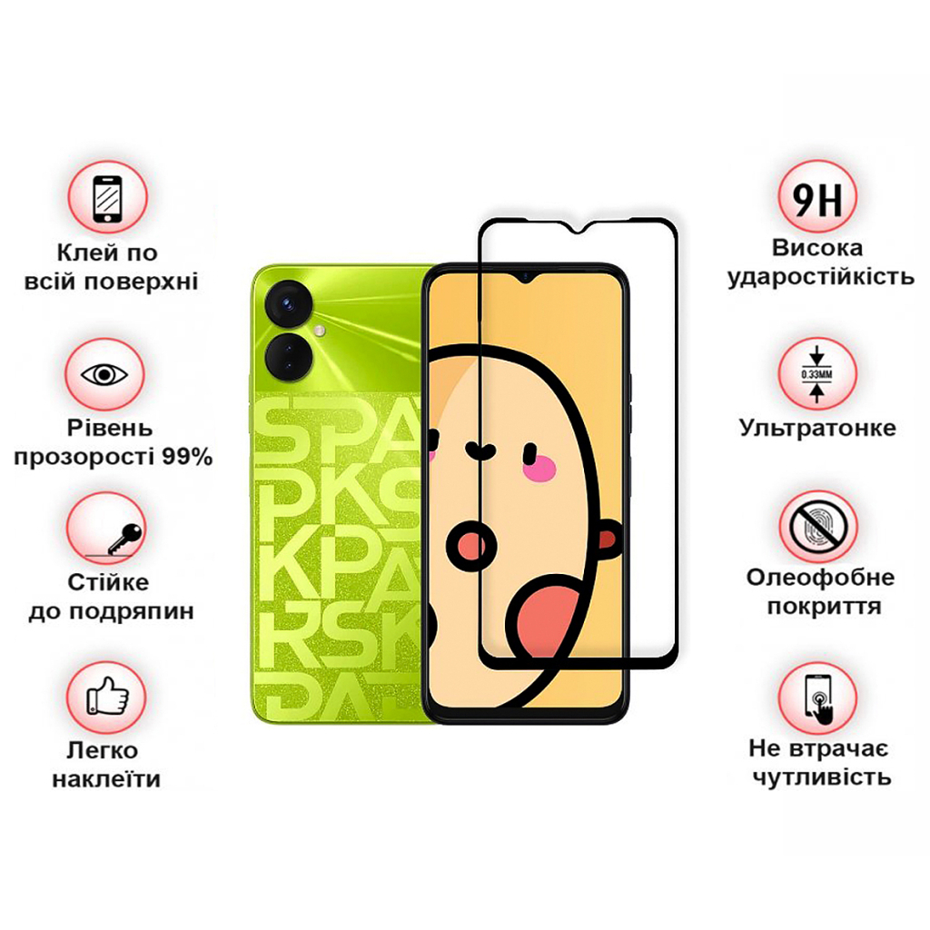 Захисне скло BeCover для Tecno Spark 9 Pro (KH7n) Black (708169) фото3