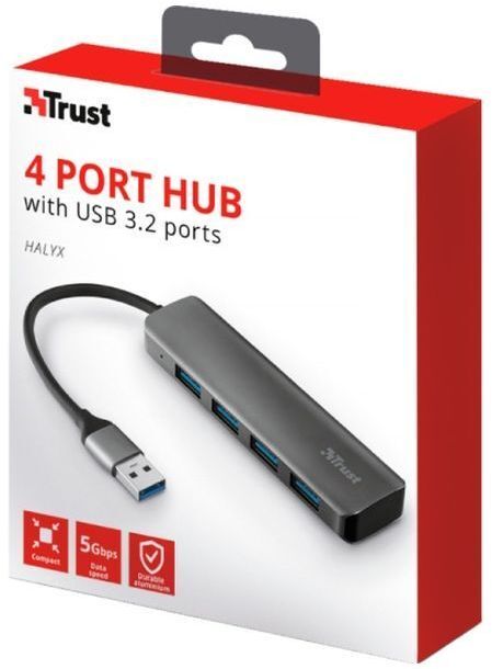 USB-хаб Trust Halyx 4-Port USB-A 3.2 Grey (24947_TRUST) фото