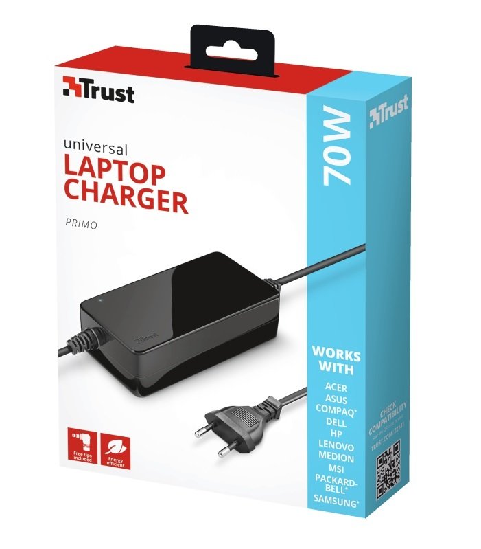 Адаптер питания TRUST Primo 70W-19V Universal Laptop Charger Black(повреждена упаковка) фото3