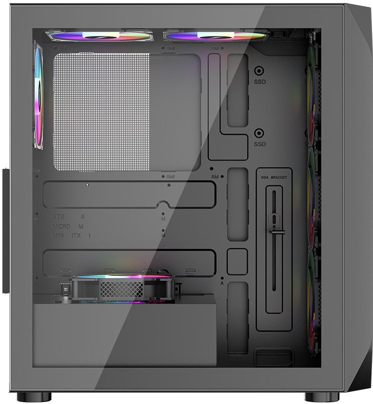 Корпус 1stPlayer AY7-BK-4F1 Black фото5