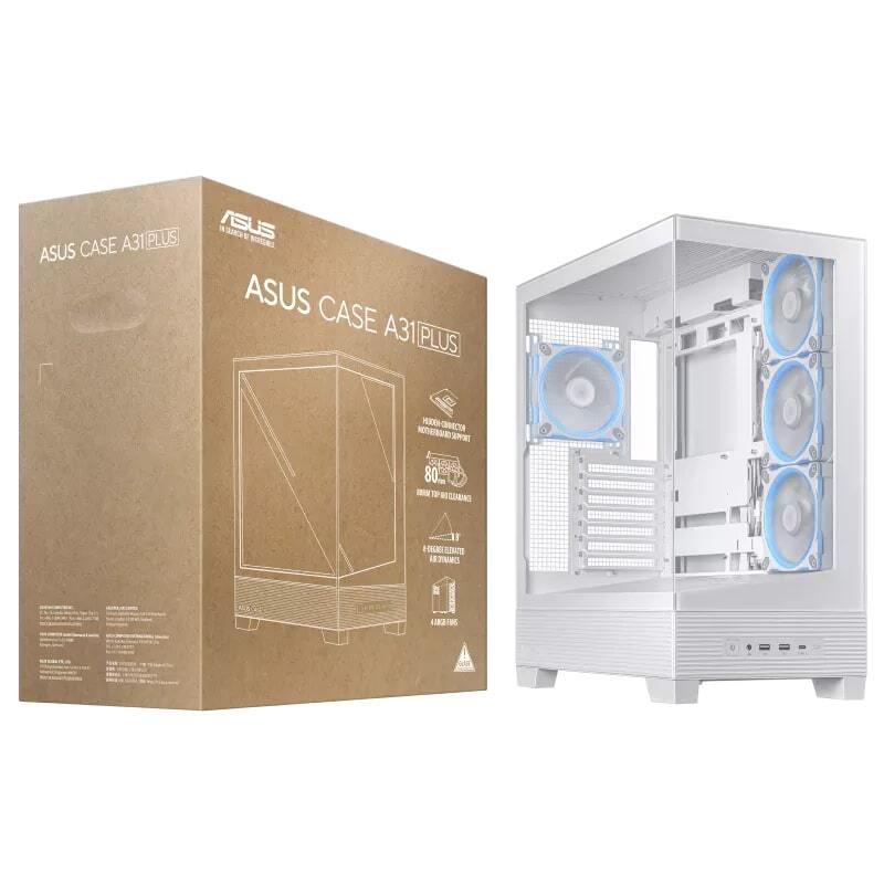 Корпус Asus A31 Plus White Tempered Glass без БЖ (90DC00R3-B19000) фото