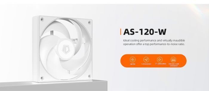 Вентилятор ID-Cooling AS-120-W, 120x120x25мм, 4-pin PWM, White фото