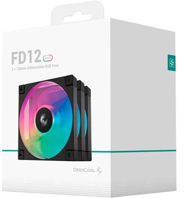 Вентилятор DeepCool FD12 ARGB, 120x120x25мм, 4pin, чорний фото