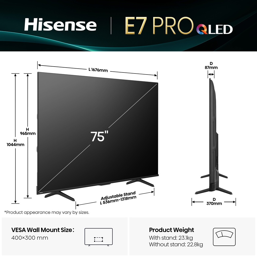 Телевізор Hisense QLED 75E7Q PRO фото2