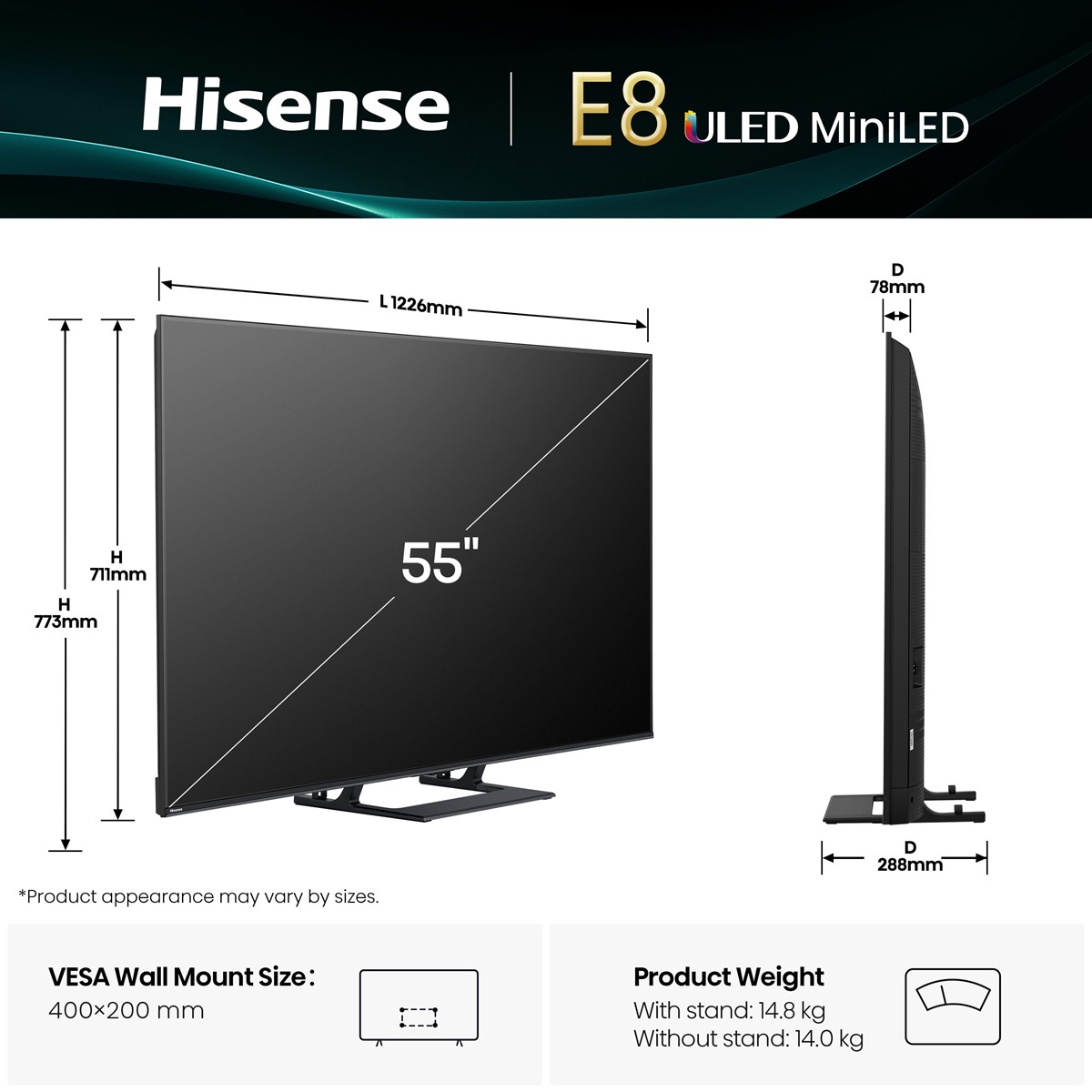 Телевизор Hisense Mini LED 55E8Q фото