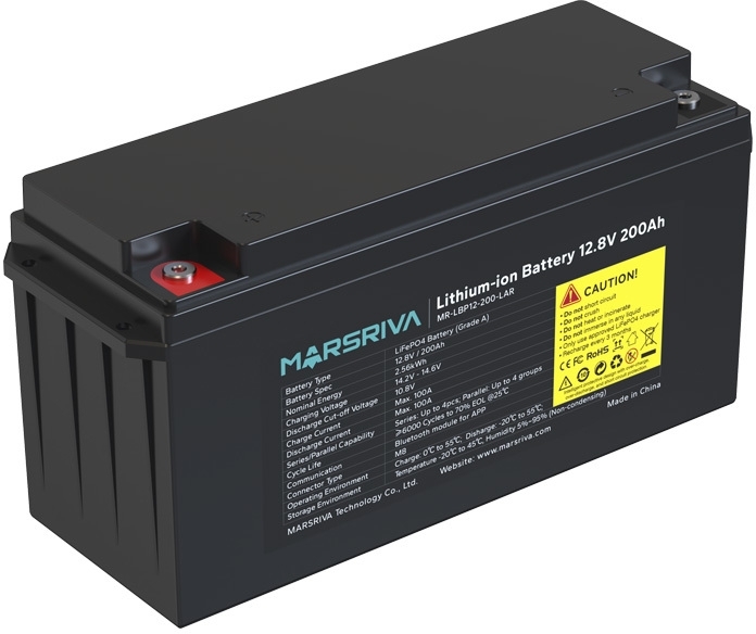 Акумуляторна батарея Marsriva LiFePO4, 12.8V/200Ah, 2.56kWh (MR-LBP12-200-LAR) фото