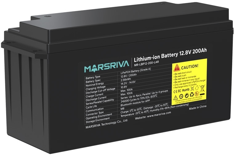 Акумуляторна батарея Marsriva LiFePO4, 12.8V/200Ah, 2.56kWh (MR-LBP12-200-LAR) фото