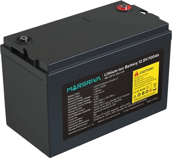 Акумуляторна батарея Marsriva LiFePO4, 12.8V/100Ah, 1.28kWh (MR-LBP12-100-LAR) фото4