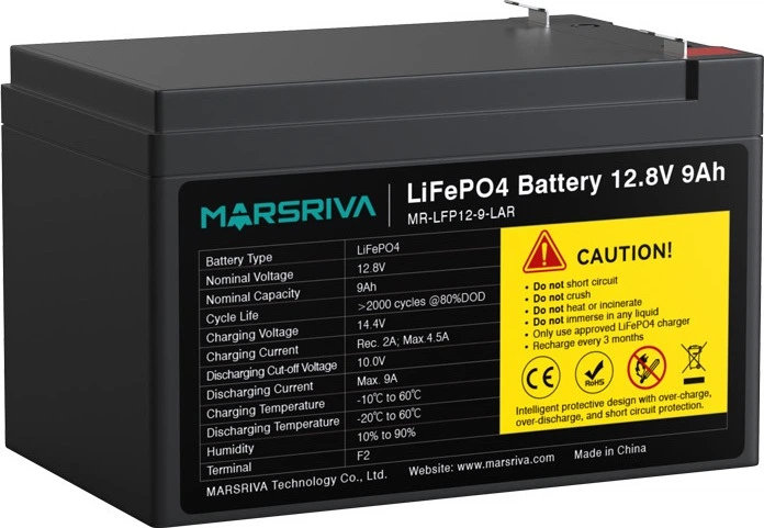 Акумуляторна батарея Marsriva 12.8V, 9.0A (MR-LFP12-9-LAR) фото3