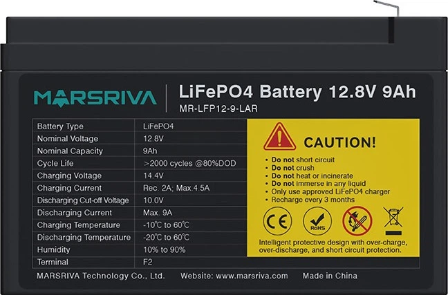 Акумуляторна батарея Marsriva 12.8V, 9.0A (MR-LFP12-9-LAR) фото2