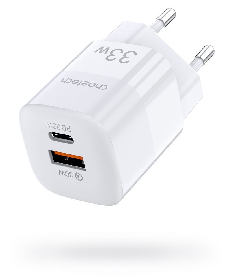 Сетевое зарядное устройство Choetech GaN USB-A/USB-C 33W QC3.0/PD/PPS (PD5006-EU-WH) фото2