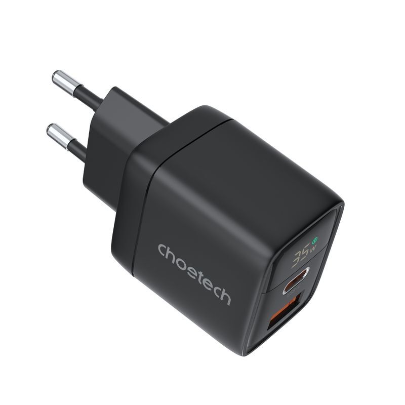 Сетевое зарядное устройство Choetech GaN USB-A/USB-C 35W QC3.0/PD/PPS (PD6052-EU-BK) фото2