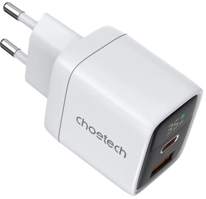 Сетевое зарядное устройство Choetech GaN USB-A/USB-C 35W QC3.0/PD/PPS (PD6052-EU-WH) фото