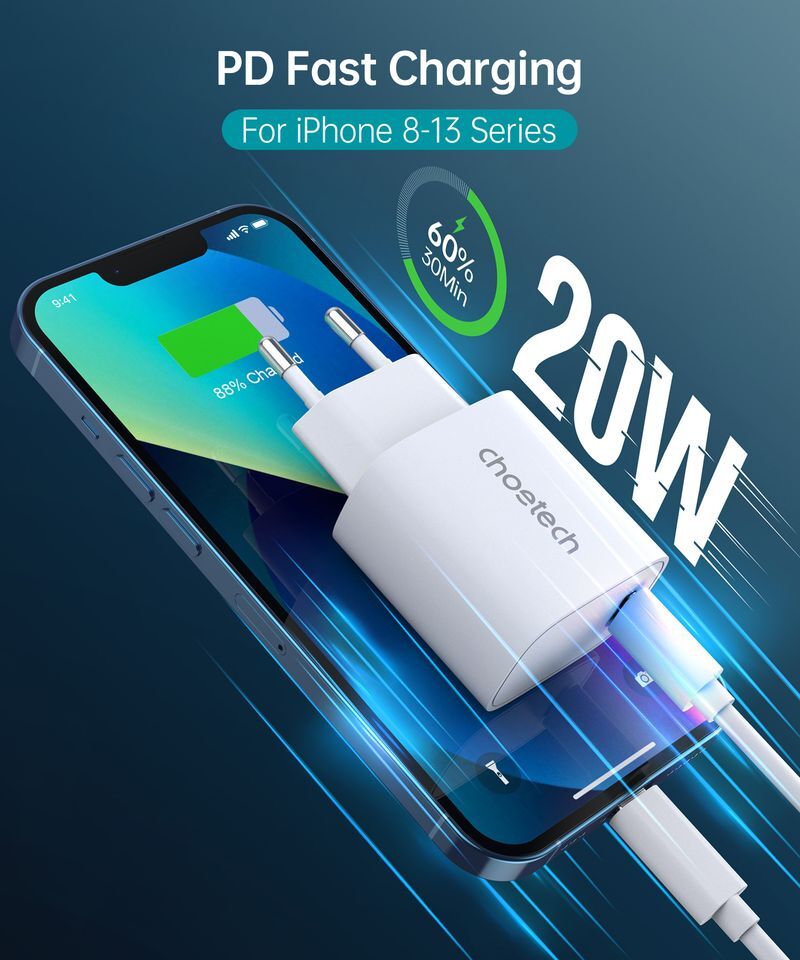 Мережевий зарядний пристрій Choetech USB-С 20W PD/QC (Q5004-EU-WH) фото