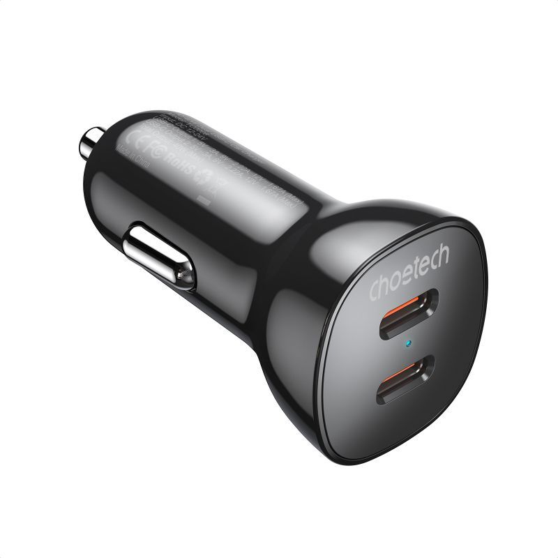 Автомобільний зарядний пристрій Choetech 40W 2 USB-C Black (TC0008-BK) фото