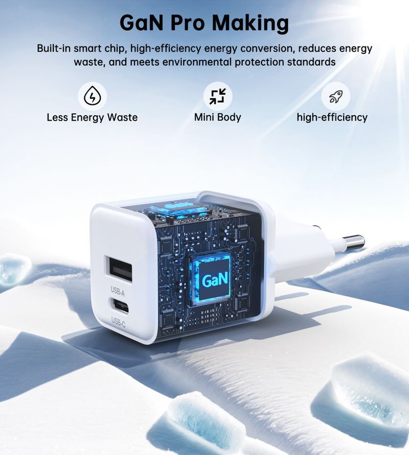Мережевий зарядний пристрій Choetech USB-A/USB-C 30Вт QC3.0/PD/PPS (PD5012-EU-WH) фото