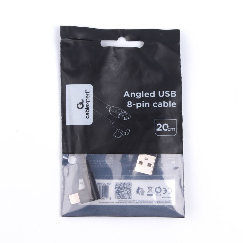 Кабель Cablexpert USB2.0 BM - Lightning 0.2 m Black (CC-USB2-AMLML-0.2M) фото3