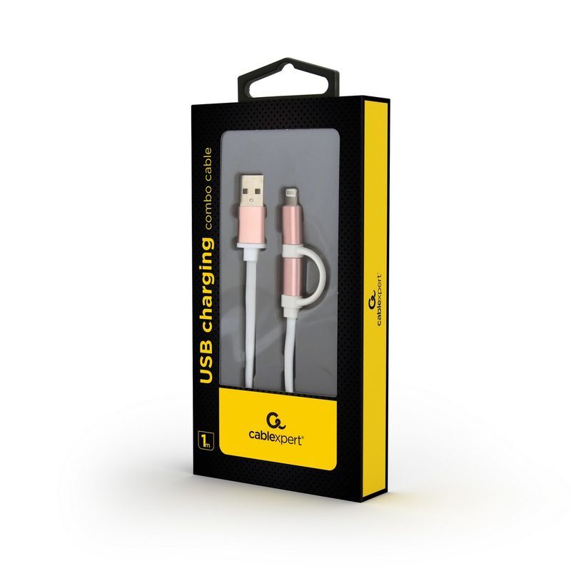 Кабель Cablexpert USB 2.0 BM - Lightning/Micro USB 1m Pink (CC-USB2-AM8PmB-1M-PK) фото2
