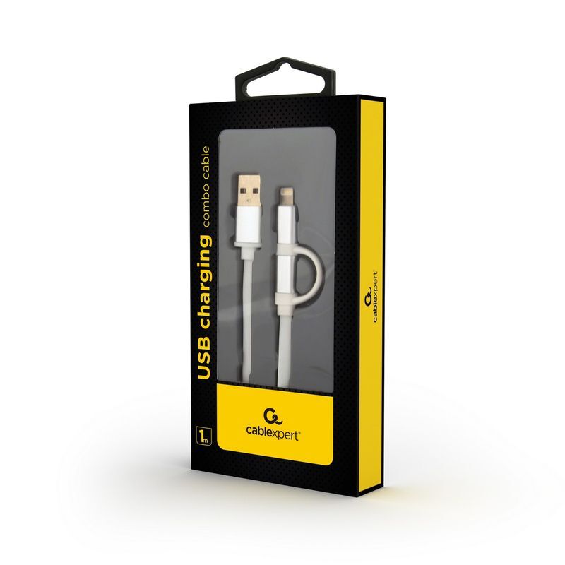 Кабель Cablexpert USB 2.0 BM - Lightning/Micro USB 1m Silver (CC-USB2-AM8PmB-1M-SV) фото2