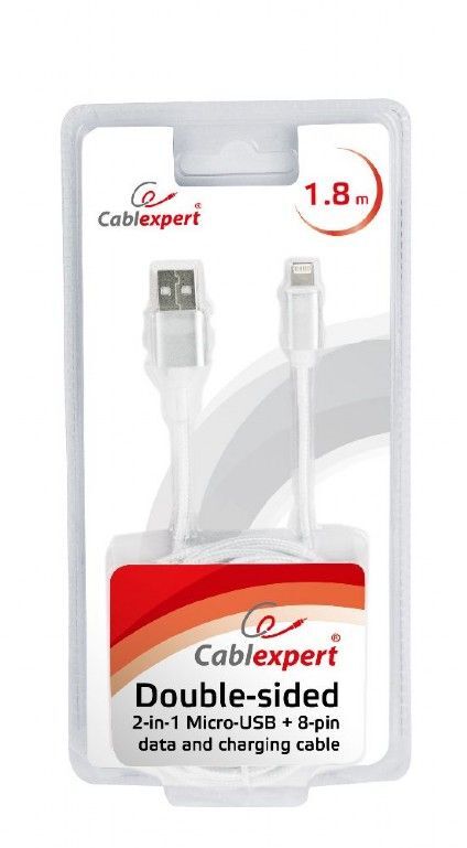 Кабель Cablexpert USB2.0 A - Lightning+microUSB 1.8m (CCB-USB2AM-mU8P-6) фото4