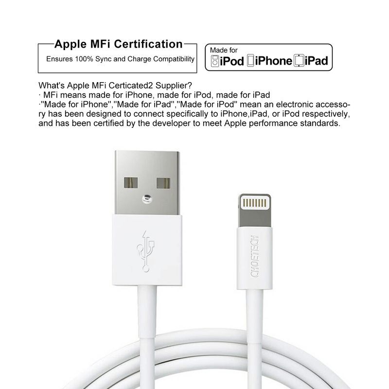 Кабель Choetech USB - Lightning (M/M), 1.8 м, White (IP0027-WH) фото6