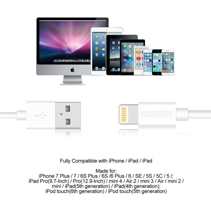 Кабель Choetech USB - Lightning (M/M), 1.8 м, White (IP0027-WH) фото7