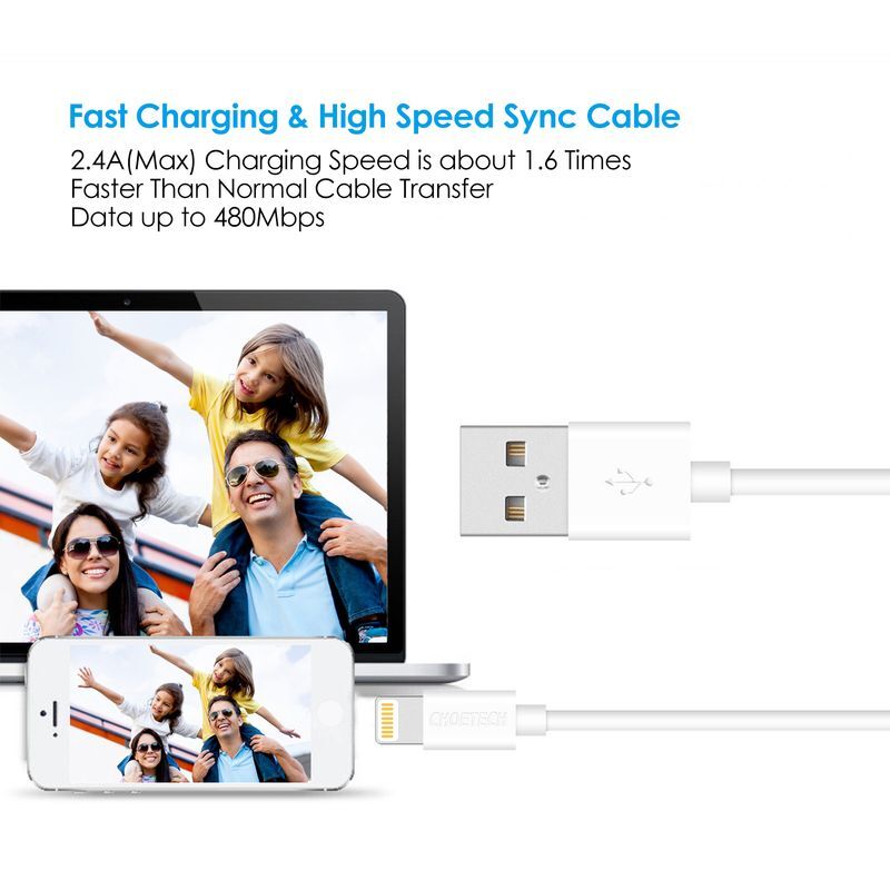 Кабель Choetech USB - Lightning (M/M), 1.8 м, White (IP0027-WH) фото9