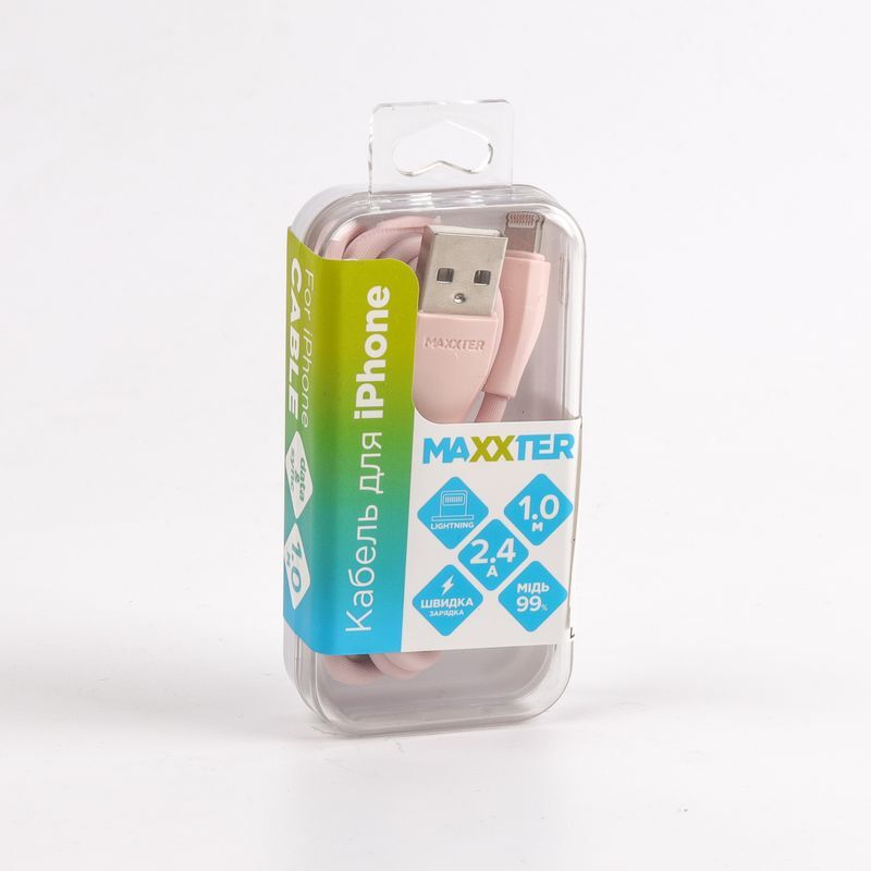Кабель Maxxter USB-Lightning 1м Pink (UB-L-USB-01GP) фото4