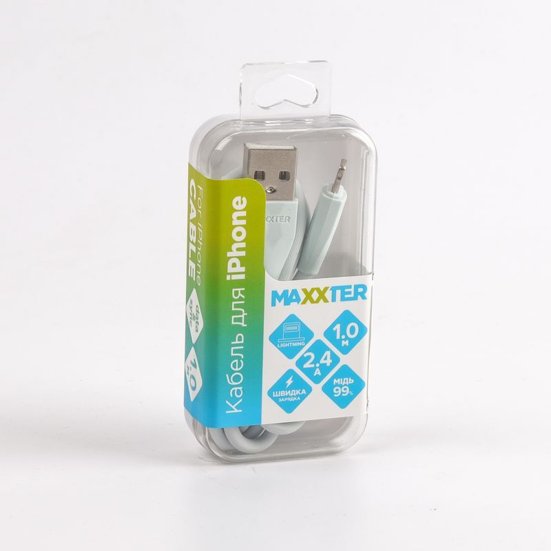 Кабель Maxxter USB-Lightning 1м Mint-Grey (UB-L-USB-01MG) фото4