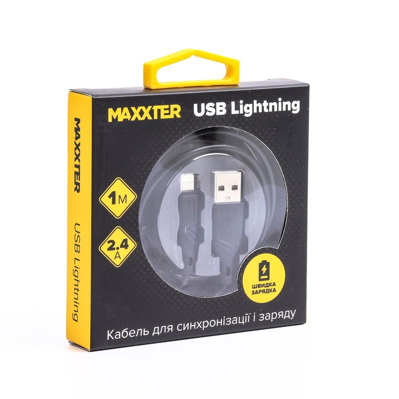 Кабель MAXXTER USB - Lightning 1 м Black (UB-L-USB-02-1m) фото2