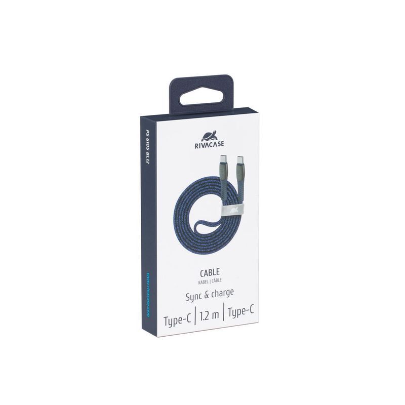 Кабель RIVACASE USB Type-C PS6105 BL12 Blue фото4