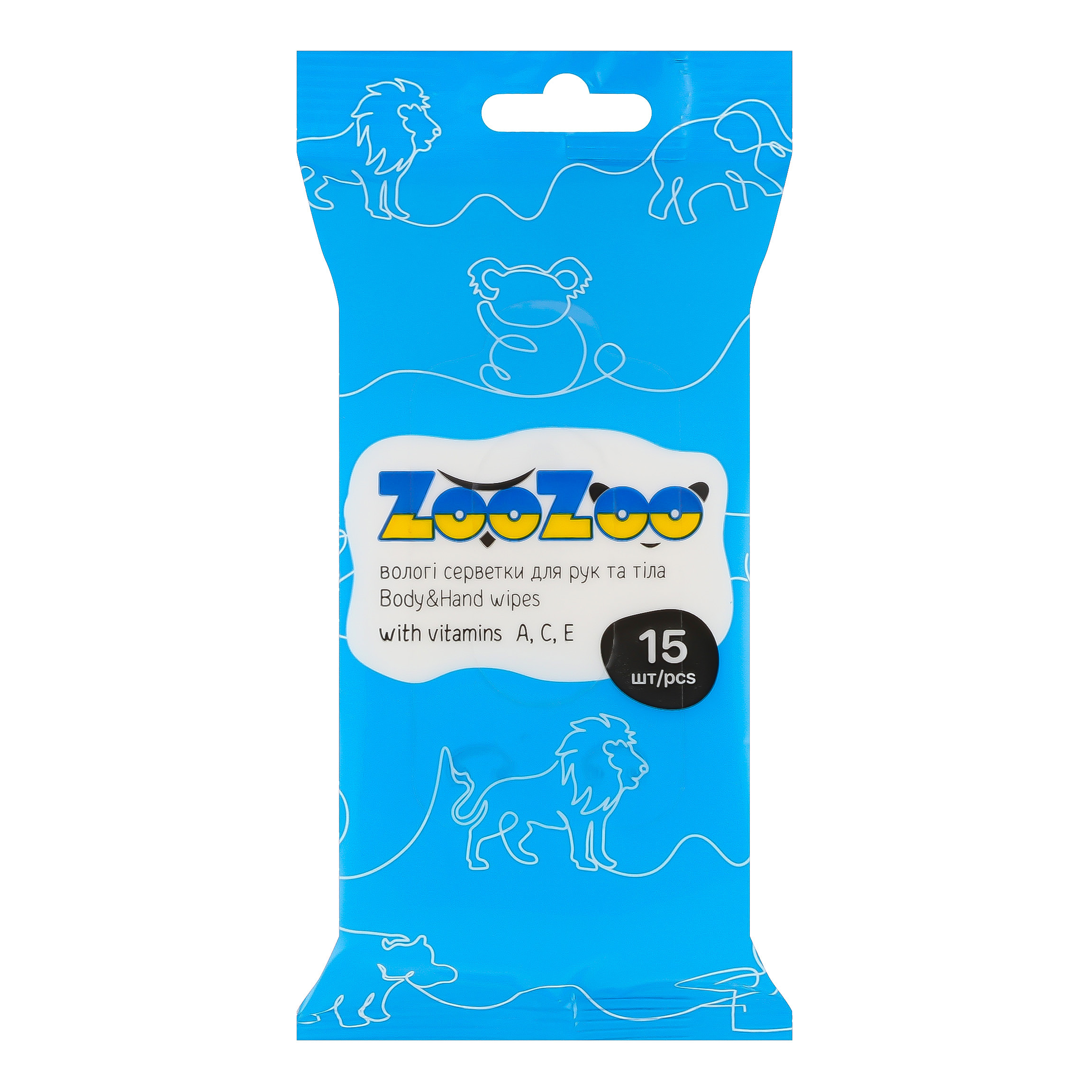 Серветки вологі для рук та тіла ZooZoo Вітаміни 15 шт. фото
