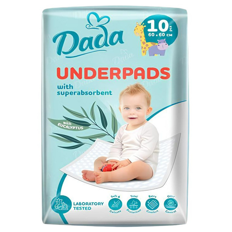 Пелюшки дитячі гігієнічні Dada поглинаючі 60x60 см 10 шт. фото