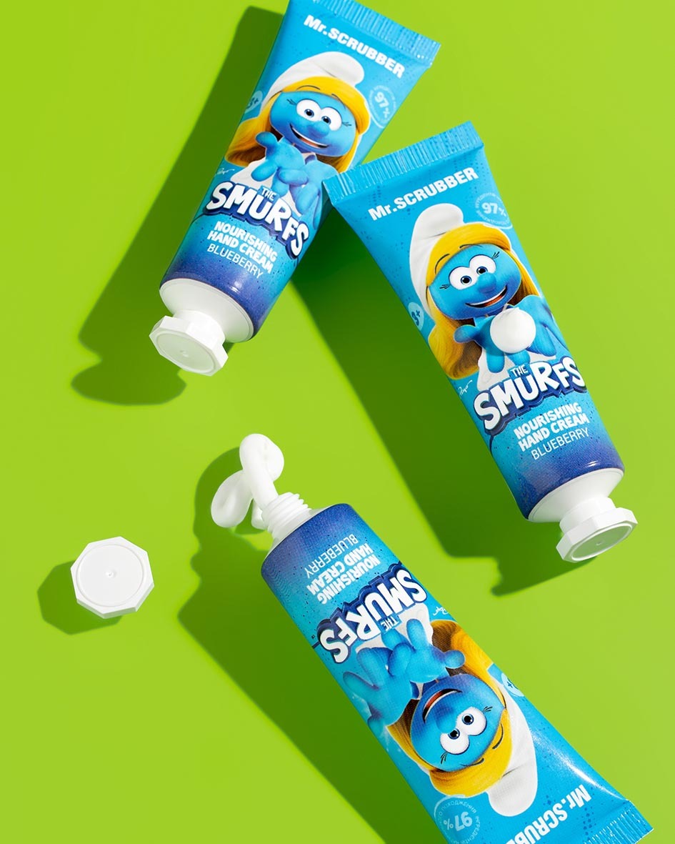 Парфюмированный питательный крем для рук Mr.Scrubber The Smurfs с ароматом черники фото3