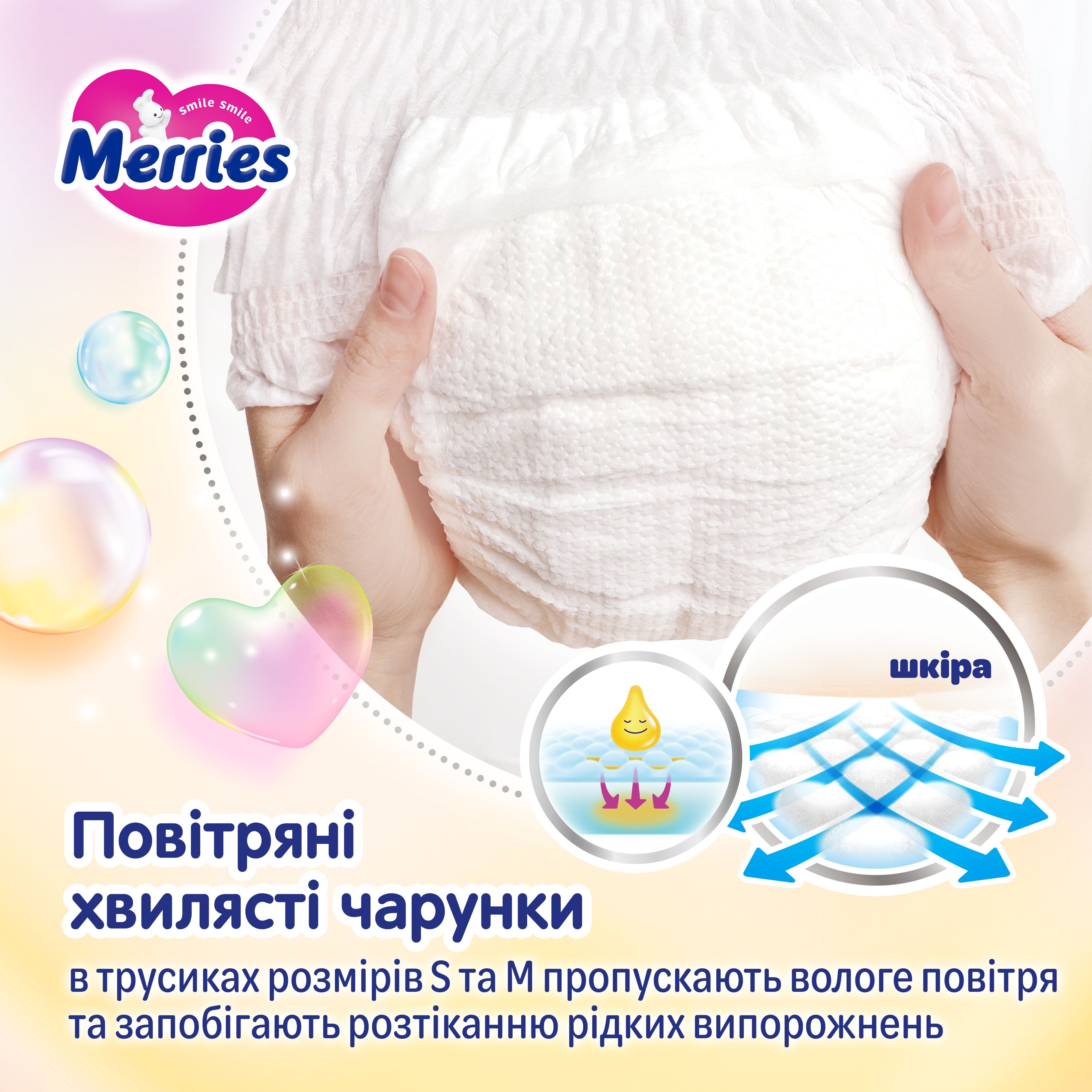 Підгузки-трусики Merries дихаючі M 6-11 кг 62 шт. фото