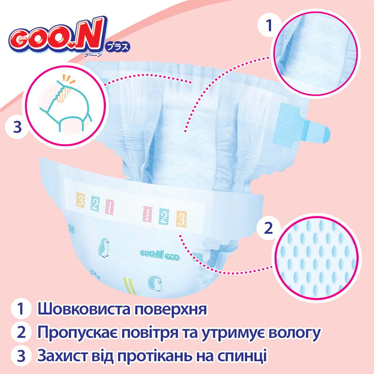 Підгузки GOO.N Plus для дітей 9-14 кг розмір L 44 шт. фото