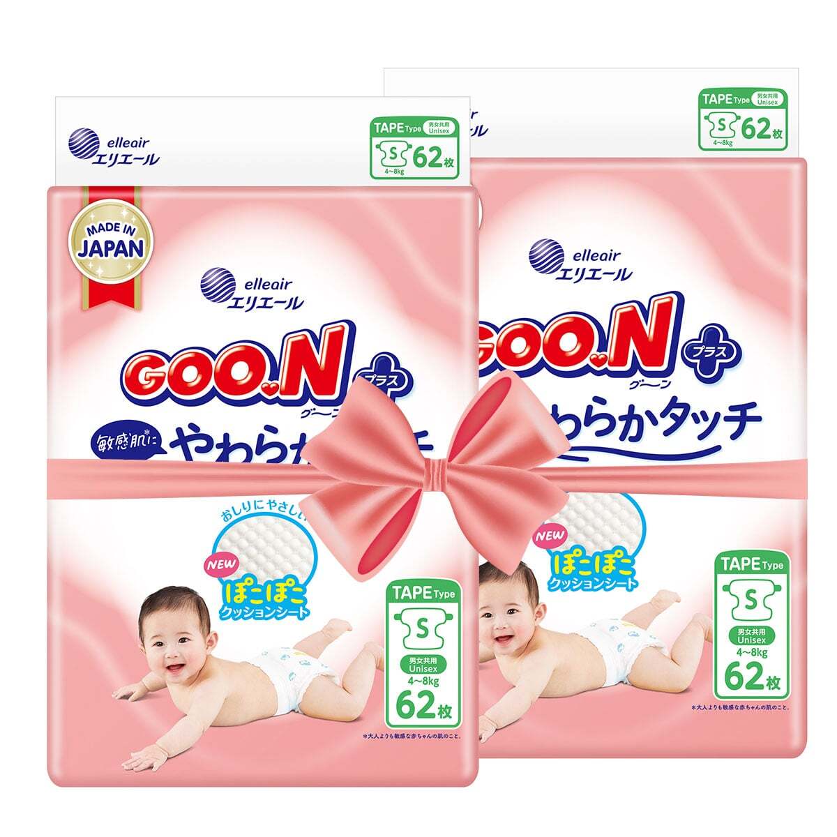 Підгузки GOO.N Plus для дітей 4-8 кг розмір S 124 шт. фото