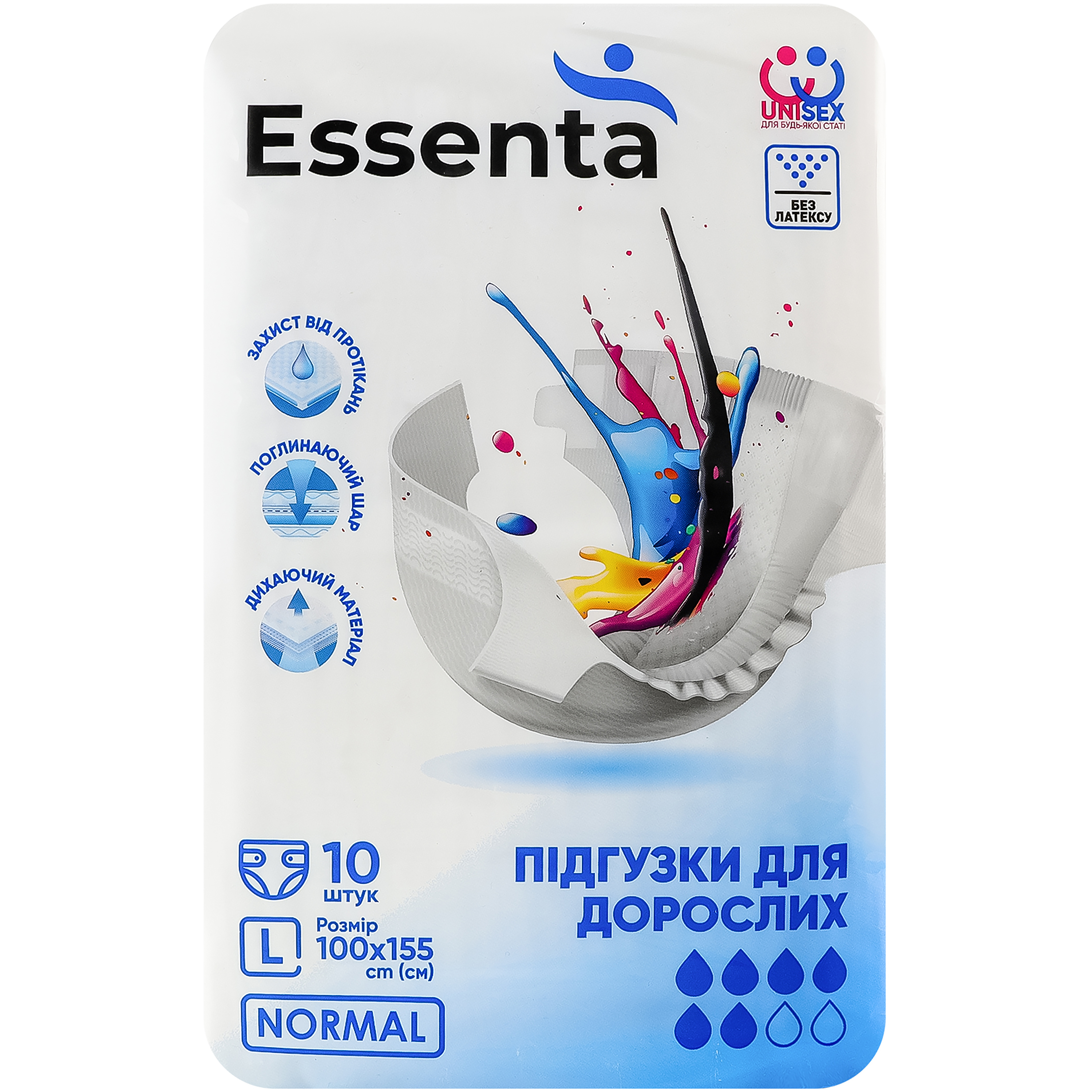 Підгузки для дорослих Essenta Normal L 100-155 см 10 шт. фото2